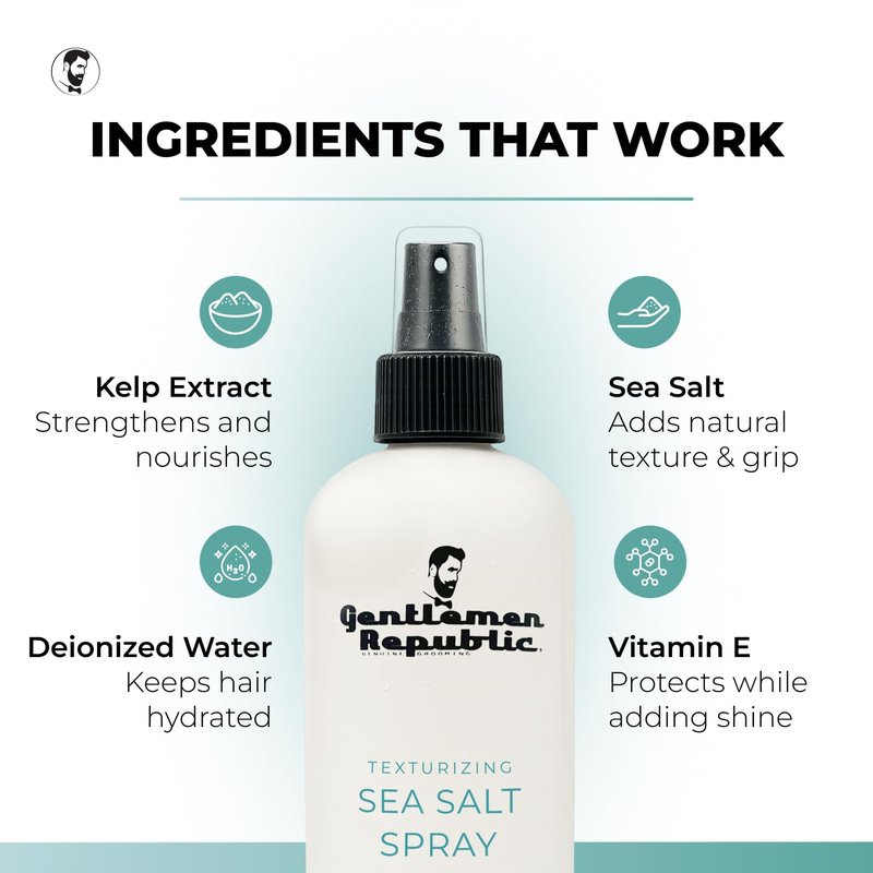 Gentlemen Republic Sea Salt Spray for Men & Women – Hair Texturizing Spray with Dead Sea Salt, Vitamin E & Kelp – Adds Volume & Texture – Lightweight Texturizing for Hair Men – 8 oz