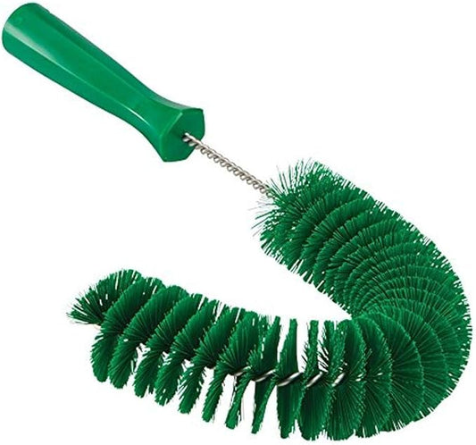Vikan 53722 Hook Brush - 14.17-Inch Curved BPA-Free Pipe, Tube, and Gutter Cleaner, Compatible with Vikan Extension Poles, Green