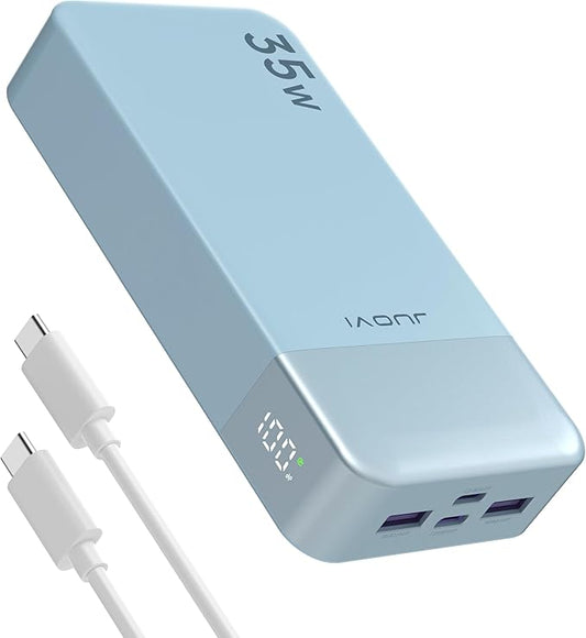 JUOVI Power Bank 35W 20000mAh Portable Charger Fast Charging，PD 3.0 QC 4.0 Fast Charging Phone Charger with LED Display, Travel Battery Pack 2 USB C 2 USB A Ports for iPhone 16/15/14 Series, Galaxy