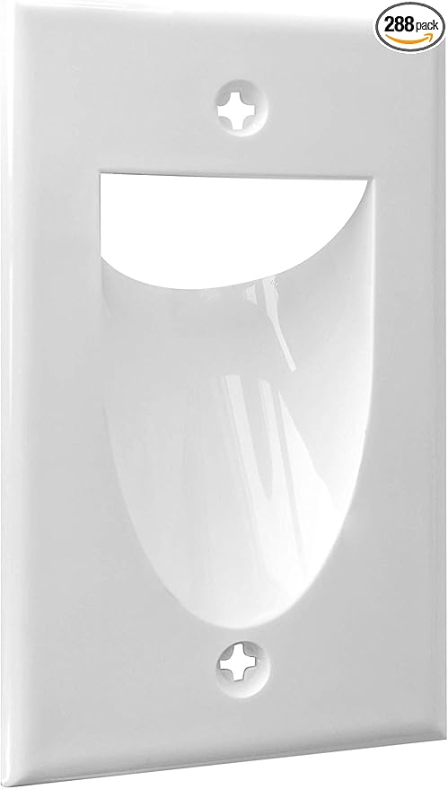BestMounts - 288 Pack Inner Nose Behind Wall Cable Management TV Cord Hider for Wall Mounted TV - Single Gang Low Voltage Recessed Wall Plates Cable Pass Through for Wires, HDTV, HDMI (White)