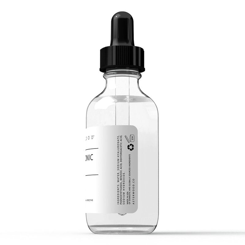 Asterwood Pure Hyaluronic Acid Serum for Face - Plumping, Anti-Aging, Hydrating - Fragrance-Free - 2 Fl Oz
