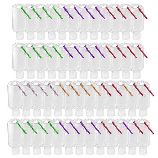 50 Pack Travel Plastic Clear Keychain Bottles,2 oz Leakproof Refillable Empty Bottles Portable Liquid Squeeze Container Flip Cap (50pc)