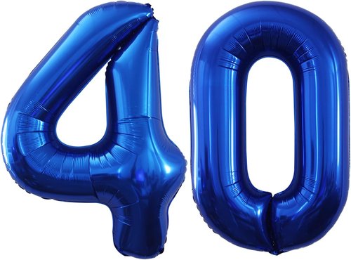 GOER 40 Inch Jumbo Blue Foil Balloons - Perfect for 40th Birthday & Anniversary Celebrations