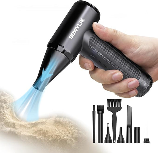DOWYLIK Compressed Air Duster - 150000RPM Brushless Motor, Mini Air Blower for PC Cleaning Kit, Canned Air Duster for Computers, Rechargeable & Portable Compressed Air for Electronics