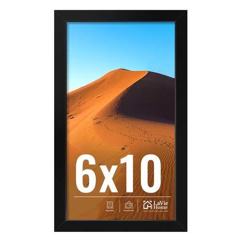 LaVie Home 6x10 Picture Frame for Wall Display, 6x10 Black Picture Frame with HD Plexiglas, 6 x 10 Frame 1 Pack, Display Frame for Vertical or Horizontal, Classic Collection