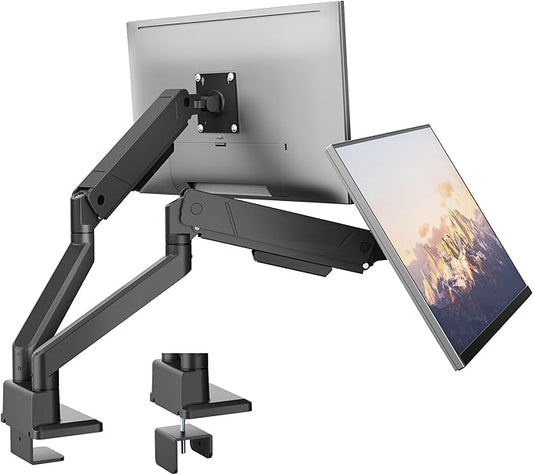 monTEK Dual Monitor Mount Monitor Arms for 2 Monitors for 17 to 35 Inch Curved Screen Holds 35 Lbs Adjustable Heavy Duty Monitor Desk Mount Cable Management, VESA 75/100mm