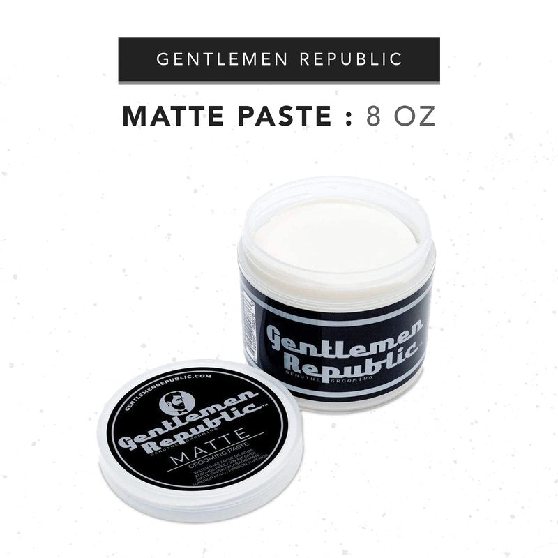 Gentlemen Republic 8oz Matte Paste for Men - Water-Based Men's Hair Paste with Strong Hold & Matte Finish - Alcohol-Free Hair Styling for Natural Texture – Made in the USA