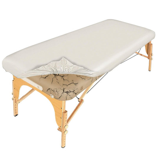 Lufyzora PU Leather Massage Table Cover Waterproof Massage Table Cover Protector Elastic, Odorless & Anti-Wrinkle Wipeable Massage Bed Cover Fitted for 6FT Massage Bed/Spa Bed/Lash Bed (White, 1Pcs)