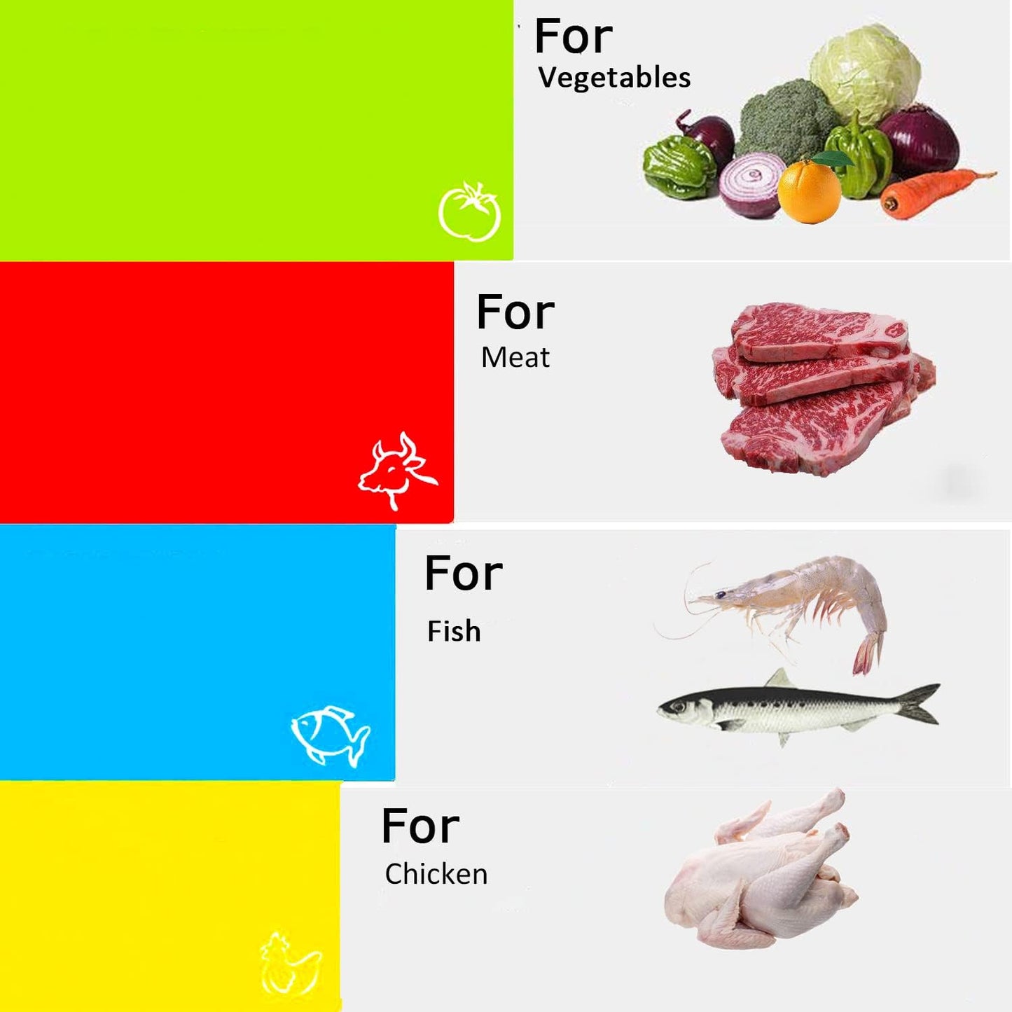 Skiennix Flexible Cutting Board Set - Easy-Grip Colorful Mats for Cooking | 4-Piece Plastic Sheets