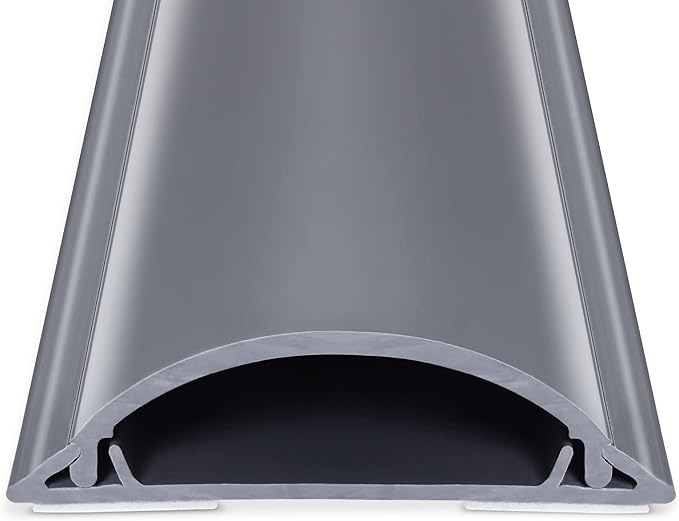 Cord Cover Floor, Large Capacity Floor Cable Cover, Hard PVC Cord Hider Floor, Floor Wire Cover for Cable Management Floor, Cable Floor Cover, Cord Cavity - 1.8" W x 0.6" H Gray