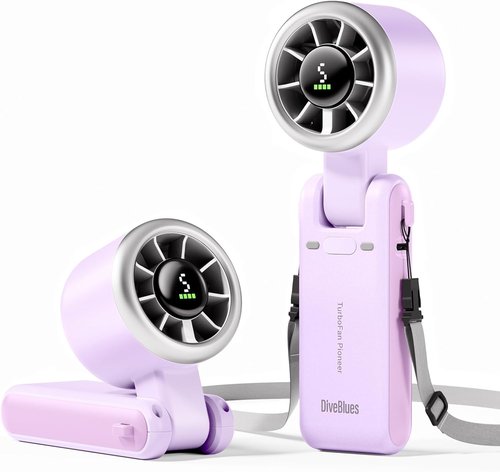 Diveblues Portable Handheld Turbo Fan - 5-Speed Battery Operated Cooling Fan for Travel & Outdoor Use