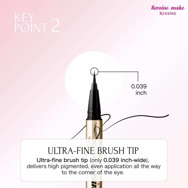 Heroine Make by KissMe Super Durable Eyeliner | Waterproof Liquid Eyeliner | Black Liquid Liner for Long-Lasting Color | Smudge-Proof Formula | Hypoallergenic for Sensitive Eyes | Japanese Makeup