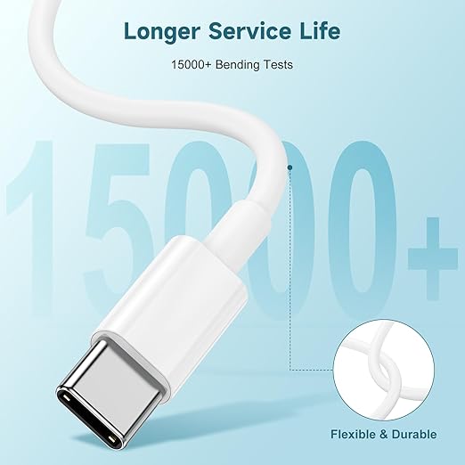 [3+6+10FT] 60W USB C to USB C Cable 3Pack iPhone 17Air 16e 15 Fast Charging Cable,USB-C to USBC Power Cord for iPhone 17/16/15/ Pro Plus Pro Max,MacBook Pro Air/IPad Air 4/5/iPad Pro 12.9/11(White)
