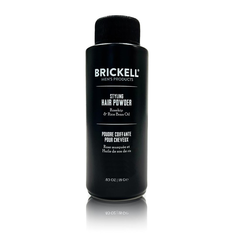 Brickell Men's Styling Hair Powder For Men, Creates Volume, Non-Greasy Texturizing Powder, With Rosehip, Rice Bran Oil, and Arrow Root Powder, 18g, Fragrance-Free