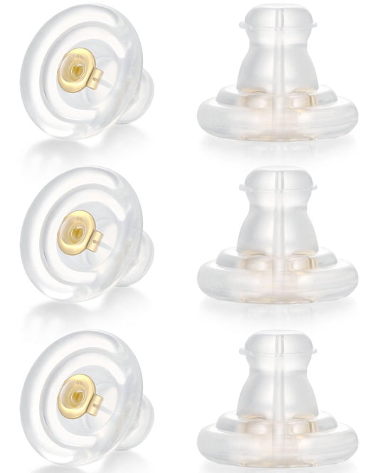 Earring Backs,18K Gold Silicone Earring Backs Replacements,6 Pcs Hypoallergenice Silicone Earring Backs for Studs/Droopy Ears(Gold)