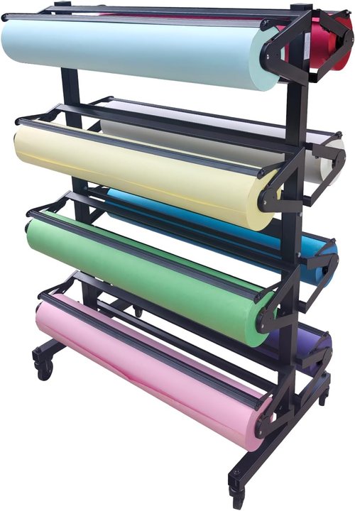Craft Paper Roll Holder - Butcher Kraft Paper Rack Dispenser & Cutter for 36-Inch Rolls | Ideal for Classrooms & Art