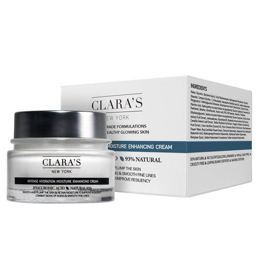CLARA'S NEW YORK | Vegan Hyaluronic Acid Facial Cream | with Panthenol, Shea Butter | Intense Hydration Moisture Enhancing Smooth, Plump, Rich | Non-sticky, Fast-absorbing Formula | 50ml MADE IN US