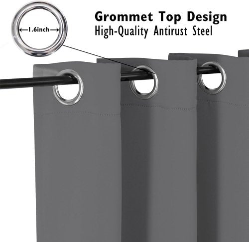 ChrisDowa Blackout Curtains - Thermal Insulated Room Darkening Panels, 54 Inches Long, Grey (Set of 2)