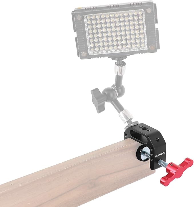CAMVATE C Clamp with 1/4 and 3/8 thread hole for Camera Monitor(Red handle)