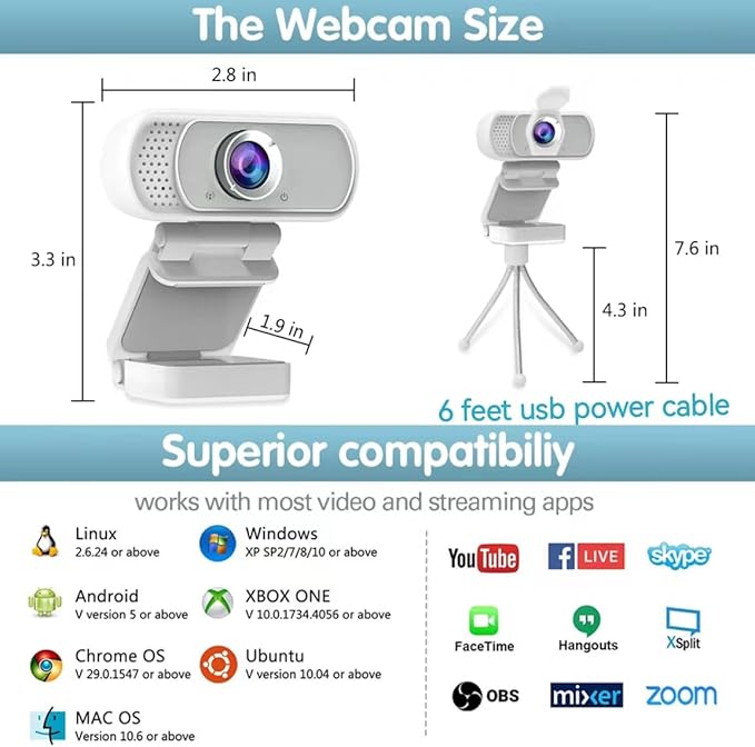 usb c webcam 1080P Webcam,Live Streaming Web Camera with Stereo Microphone, Desktop or Laptop USB Web 110 Degree View Angle, HD Web cam for Switch 2,Video Calling, Recording, Conferencing, Gaming