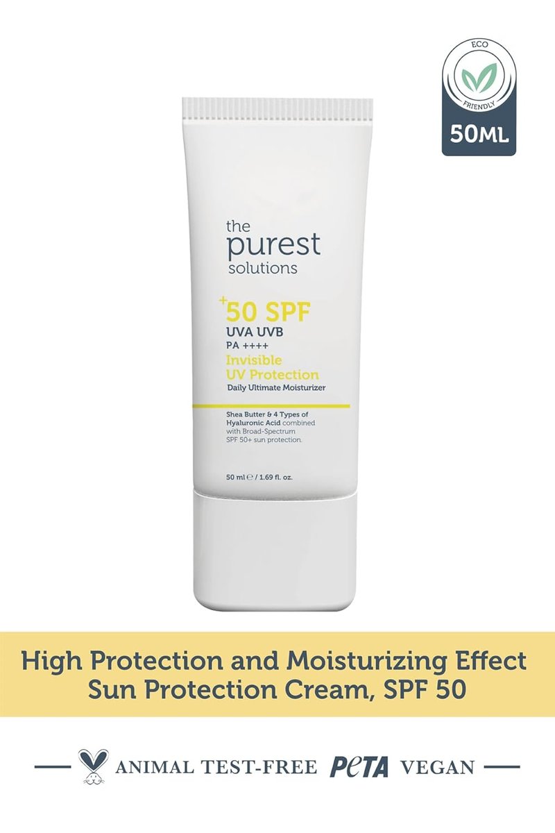 Invisible UV Protection Daily Moisturizer SPF 50+ | Hydrating Hyaluronic Acid & Shea Butter - Anti-Aging for All Skin Types (1.69 fl. oz)