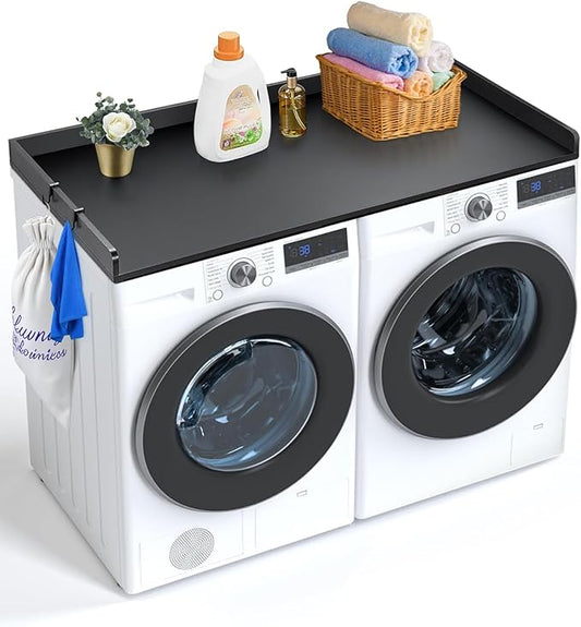 VEVOR Washer Dryer Countertop, 54" x 27" Wooden Washer and Dryer Countertop, Water-Resistant Laundry Machine Topper Cover with Anti-Slip Pads, for Laundry Room Organization and Storage, Black