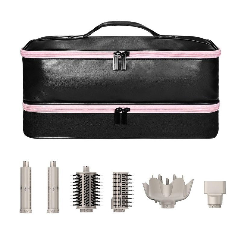Jenlan Travel Carrying Case for Shark Flex Style, Waterproof PU Leather Double Layer Storage Case for Shark SpeedStyle Hair Dryer Attachments, Organizer Bag for Shark Flexstyle Airwrap Styler (Black)