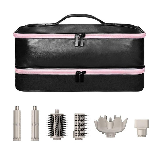 Jenlan Travel Carrying Case for Shark Flex Style, Waterproof PU Leather Double Layer Storage Case for Shark SpeedStyle Hair Dryer Attachments, Organizer Bag for Shark Flexstyle Airwrap Styler (Black)