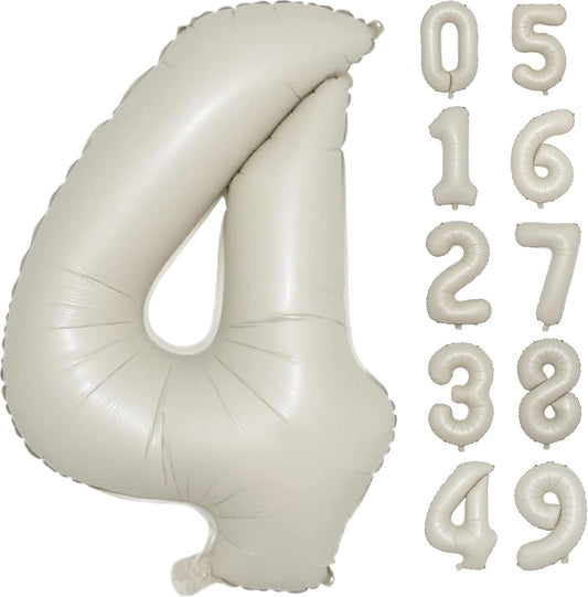 Skiennix 40-Inch Cream White Foil Number Balloons | Helium-Inflatable 0-9 for Birthdays & Anniversaries