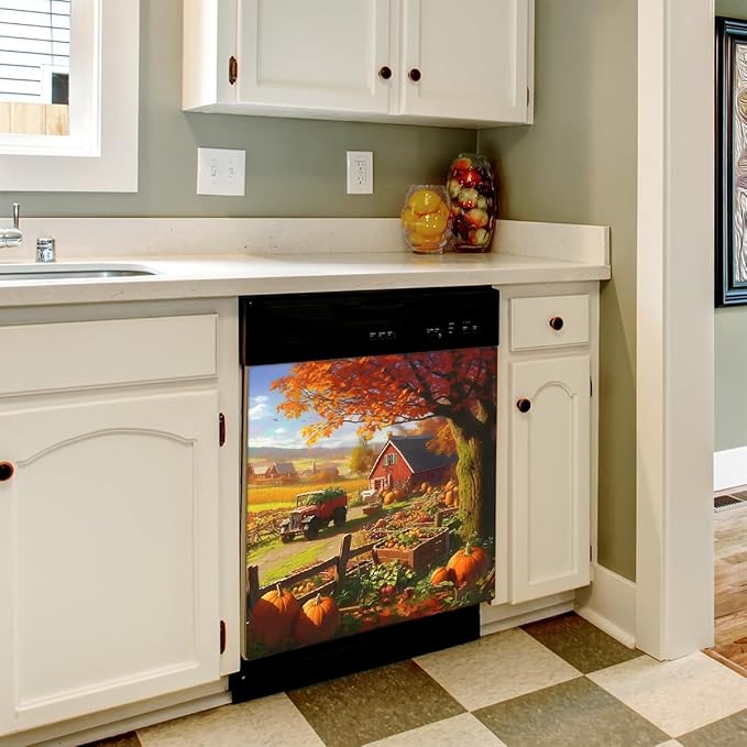 Autumn Golden Farm Dishwasher Magnet Cover for The Front Magnetic Dishwasher Door Covers Dish Washer Sticker Wrap Home Decorative Appliances Panel Decal Kitchen Decor 23" x 26" (Magnetic)