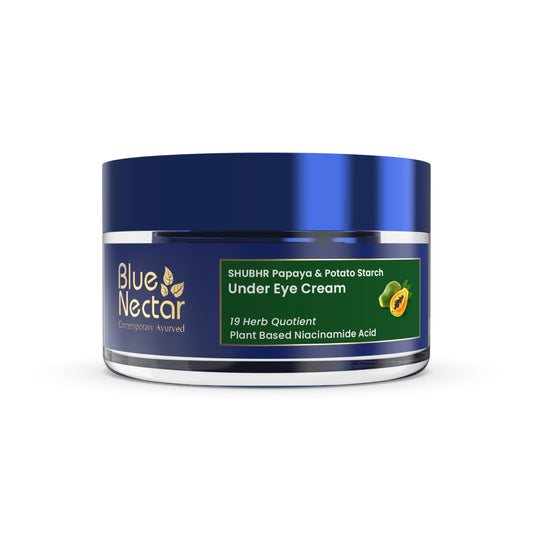 Blue Nectar Under Eye Cream for Women | Natural Niacinamide Eye Cream with Papaya & Potato | Lightweight Herbal Formula Enriched with Neem & Aloe Vera (18 Herbs, 0.53Oz)