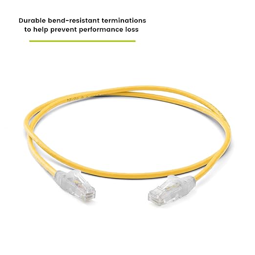 TRUECABLE Cat6 Component Rated Patch Cable, Unshielded (U/UTP), 3ft, Yellow, 28AWG Stranded Pure Copper, Snagless 10G High-Speed Ethernet Cable, PoE++ 4PPoE 100W, UL Listed, RoHS-3, 5 Pack