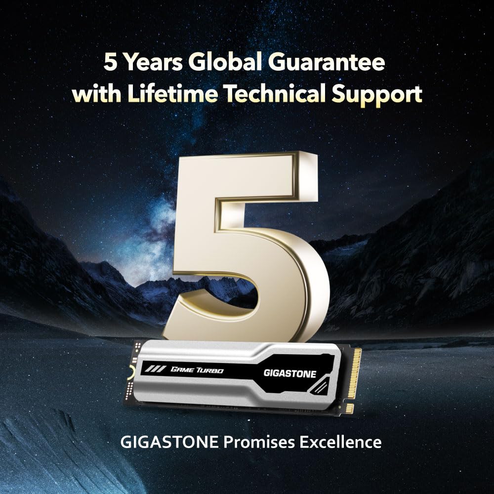 Gigastone M.2 SSD 1TB PCIe 3.0 NVMe SSD 3,400MB/s Internal Gaming Solid State Hard Drive Turbo Speed Heatsink Cooling Heat Dissipation PC Laptop Storage for Gamers Video Editing Creators