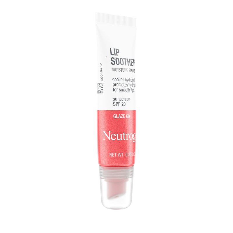 Neutrogena MoistureShine Lip Soother Gloss with SPF 20 Sun Protection, High Gloss Tinted Lip Moisturizer with Hydrating Glycerin & Soothing Cucumber for Dry Cracked Lips, Glaze 60,.35 oz