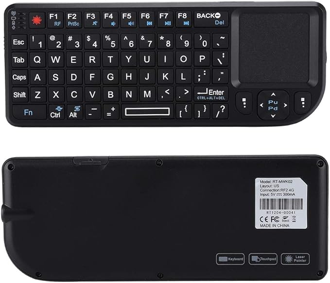 Serounder 2.4GHz Touchpad Keyboard,A8 Mini Rechargeable Ultra-Thin Mini USB Backlit Keyboard with IR Light for HTPC for /4 for 360 and ONE(QWERTY Keypad)