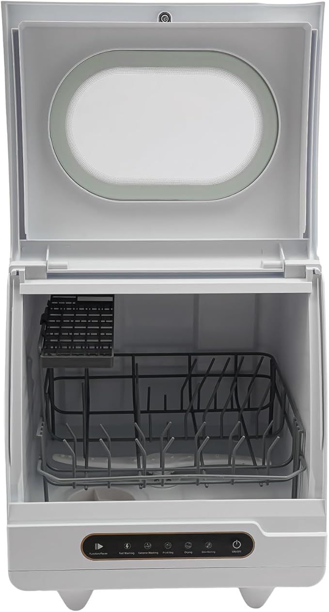 5-in-1 Countertop Dishwasher, 1200W 6-Sets Dishes Mini Dishwasher with 360° Rotating Spray, Portable Non Installation Dish Washer, 1.320Gal Compact Dishwasher for Home, Apartments, RVs