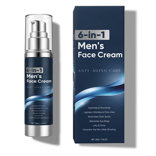 WAESKI 6-in-1 Face Cream for Men, Anti-Aging Moisturizer with Collagen, Hyaluronic Acid and Shea Butter, Reduces Wrinkles, Dark Circles and Puffiness, Men's Formula Daily Care 1.76 fl oz (1)