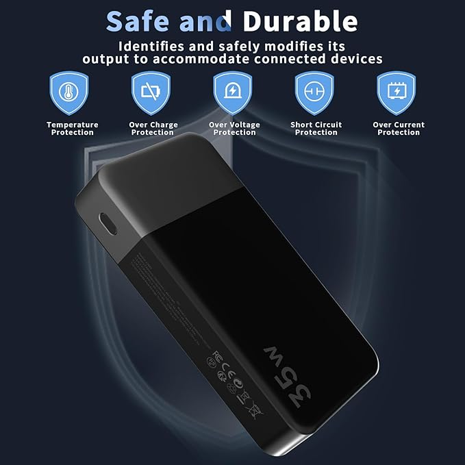 NOBIS Portable Charger, 20000mAh Power Bank, 35W Power Bank Fast Charging, Battery Pack with C to C Cable, Battery Bank with Digital Display for iPhone Android etc (Black)