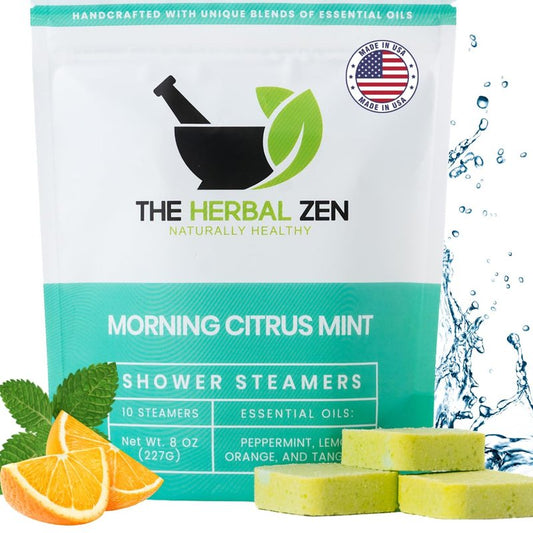 Morning Citrus Mint Shower Steamers Aromatherapy for Energy - USA Made Mothers Day Gift for Mom - Peppermint & Orange Shower Bomb Tablets – Soothing Natural Essential Oils (10 Pack)