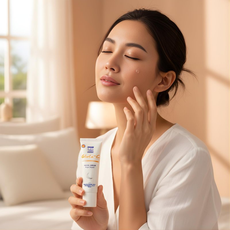 GLUTA C Facial Night Repair Serum, Hydrating Lightweight Non Greasy Skincare with Vitamin C and Shea Butter - 30ml