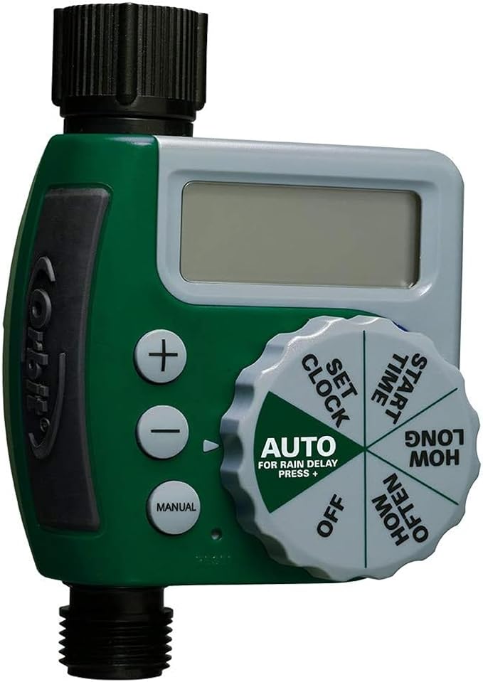 Orbit Programmable Digital Hose Watering Timer - 1 Outlet - Battery Powered - with LCD Screen - Built-in Rain Delay - Water-Resistant - 62061