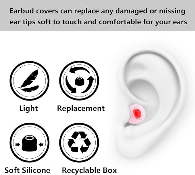 MMYQXI Silicone Replacement Earbud Tips Earbud Covers Ear Tips Fit for in-Ear Headphones (Inner Hole 3.8mm -5.1mm) Earbud Replacement Tips 9 Pairs