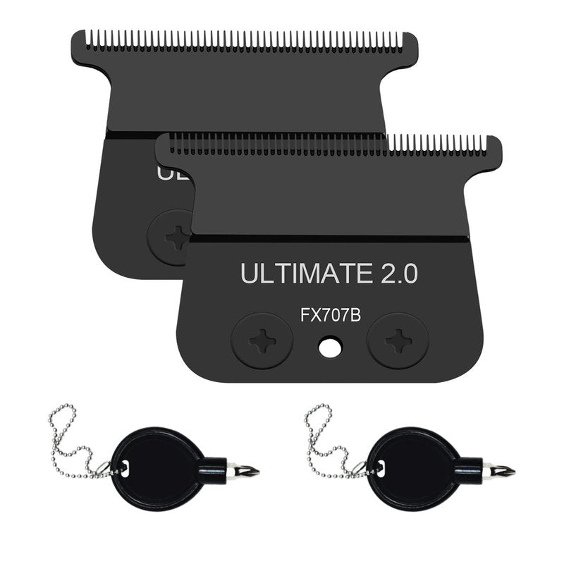 2PCS Replacement Trimmer Blades Compatible with BaBylissPRO FX787 & FX726 Trimmer,FX707Z DLC 2.0 Trimmer Blades Compatible with BaByliss Barberology Trimmer Blades,Black
