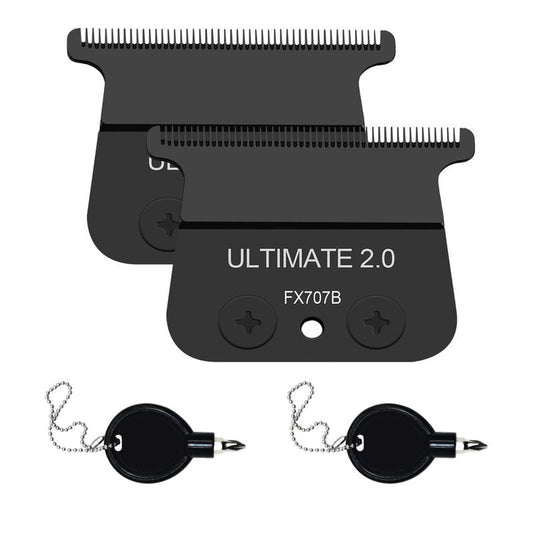 2PCS Replacement Trimmer Blades Compatible with BaBylissPRO FX787 & FX726 Trimmer,FX707Z DLC 2.0 Trimmer Blades Compatible with BaByliss Barberology Trimmer Blades,Black