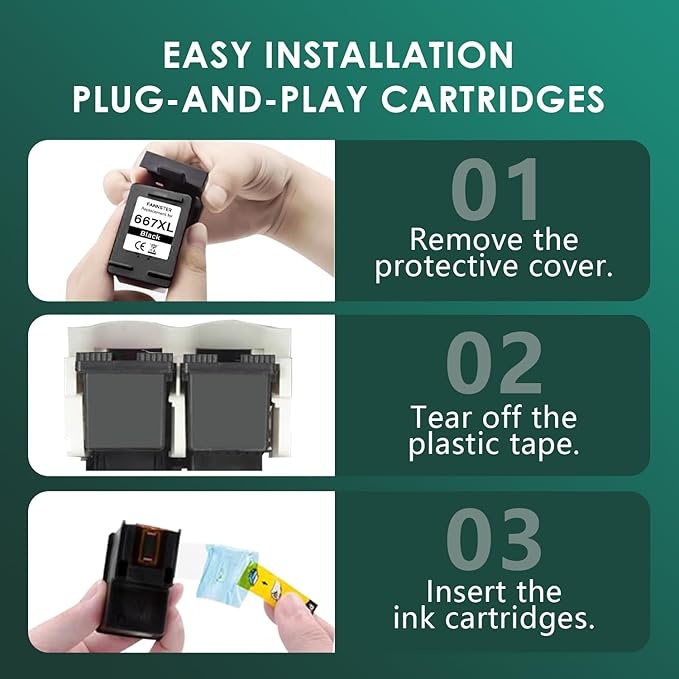 667XL 667 XL 667 Ink Cartridges Replacement for hp 667 Ink cartridges Black Work for Deskjet Ink Advantage 1275 2375 2775, Deskjet Ink Advantage Plus 6075 6475 6476 (2 Black)