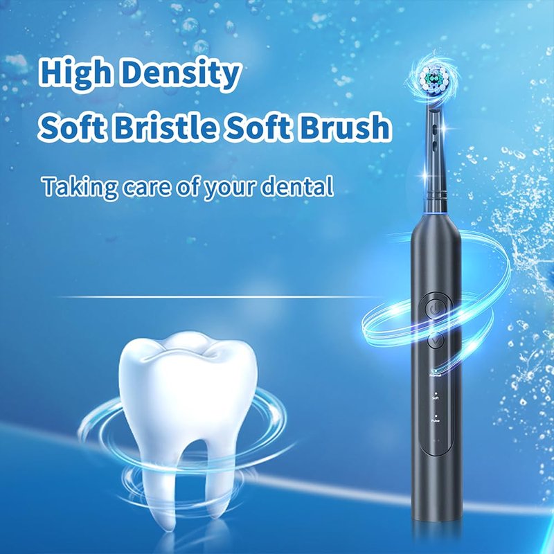 GRAUICI Deep Clean Rechargeable Electric Powered Toothbrush, Rechargeable Electric Toothbrush with 8 Brush Heads,Pressure Sensor to Protect Gums