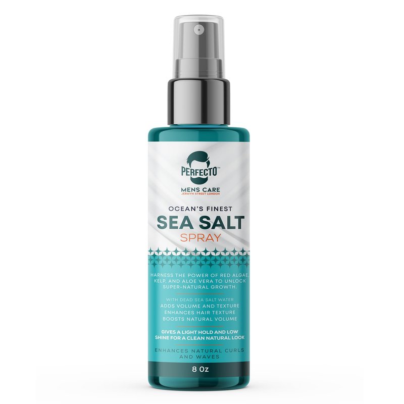 Perfecto Sea Salt Spray for Men – Hair Texturizing Spray with Kelp, Aloe Vera & Red Algae | Adds Volume, Texture & Beach Waves | Natural Light Hold | For Men & Women | 8 fl oz