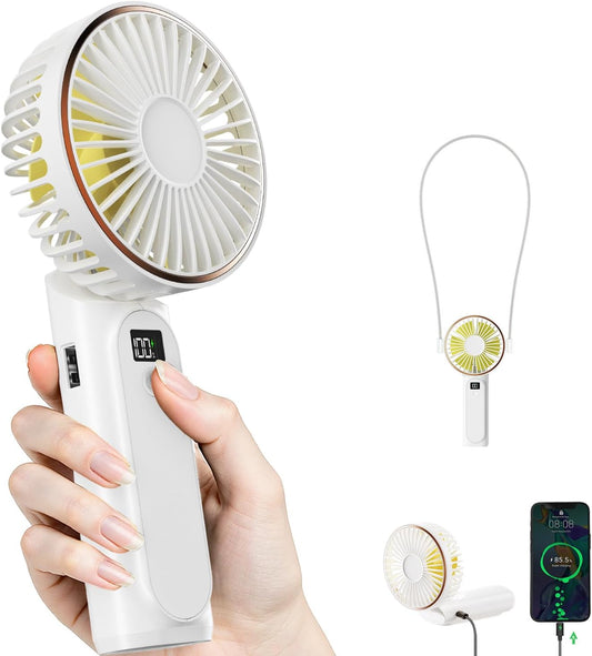 TUNISE Portable Handheld Fan - Rechargeable 4000mAh Battery | 180° Adjustable & 6 Speed Settings