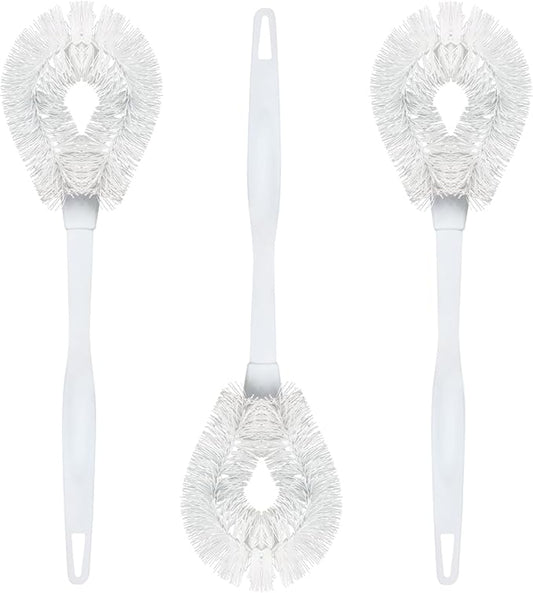 LOLA Toilet Bowl Brush w/Curved Head, 3 Pack, Coated Wire, Durable Poly Bristles, Reaches Under Toilet Bowl Rim