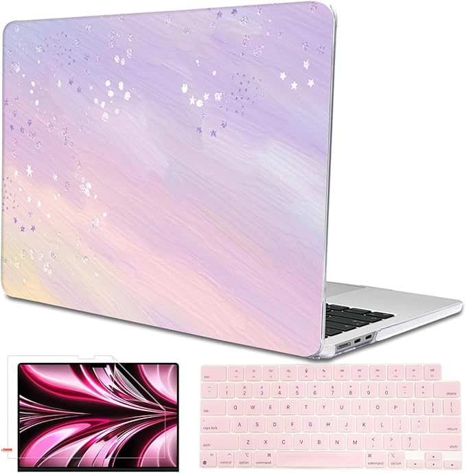 LCMOCICO for MacBook Air 13 Inch Case 2026 2025 2024 2023 2022 Release M5 A3449 M4 A3240 M3 A3113 M2 A2681, Scratch Resistant Plastic Hard Shell Case for MacBook Air 13.6 M5, Pink Purple Gradient